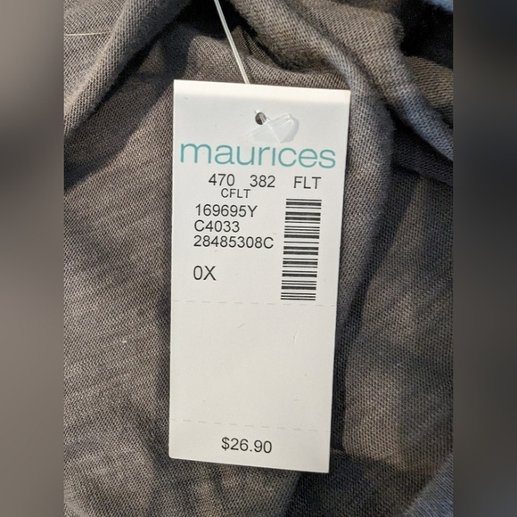 Maurice twist knot tee, heather Gray plus size 0x, New! - Picture 10 of 10